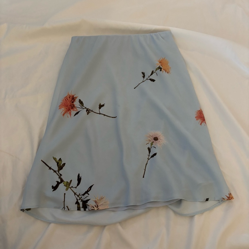 Aritzia babaton Floral Blue Skirt